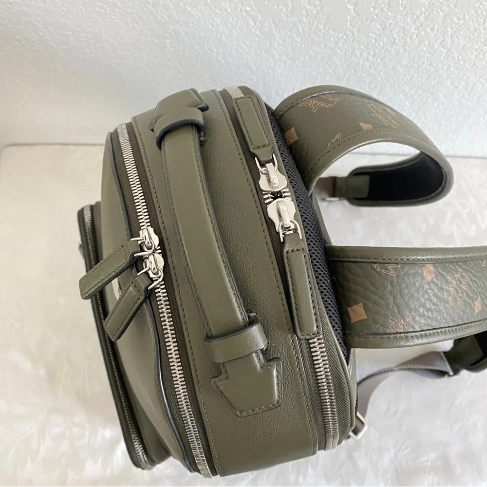 MCM military green Backpack Mixed Leather
